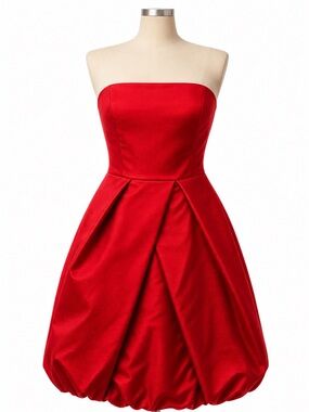 Express Strapless Red Bubble Hem Dress
